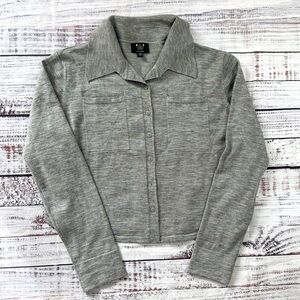 Anthropologie Six Crisp Days Gray Cardigan Sweater Collared XS Wool Blend